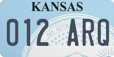 KS license plate 012ARQ