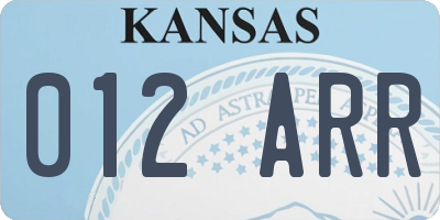 KS license plate 012ARR
