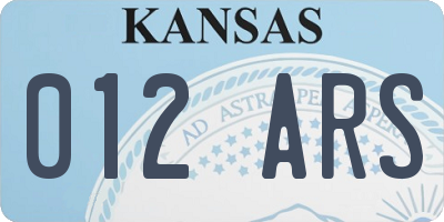 KS license plate 012ARS