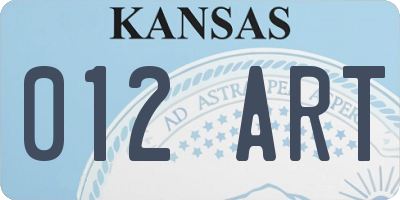 KS license plate 012ART