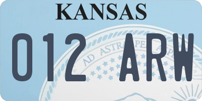 KS license plate 012ARW
