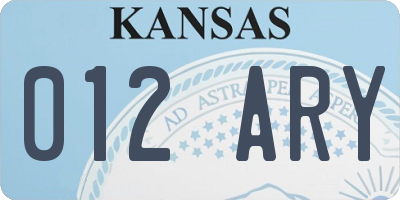 KS license plate 012ARY