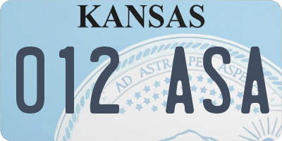 KS license plate 012ASA