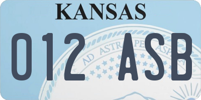 KS license plate 012ASB