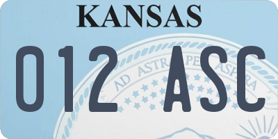 KS license plate 012ASC