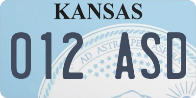 KS license plate 012ASD