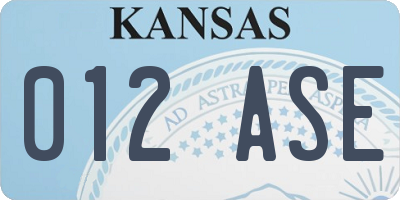 KS license plate 012ASE