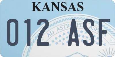 KS license plate 012ASF