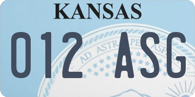 KS license plate 012ASG