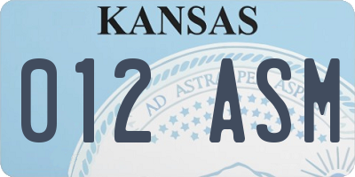 KS license plate 012ASM