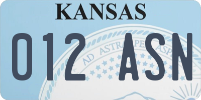 KS license plate 012ASN