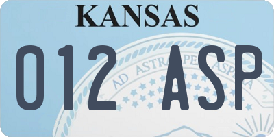 KS license plate 012ASP