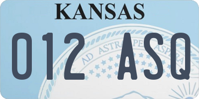 KS license plate 012ASQ