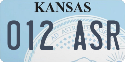 KS license plate 012ASR