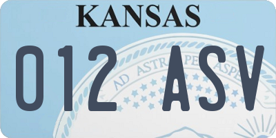 KS license plate 012ASV