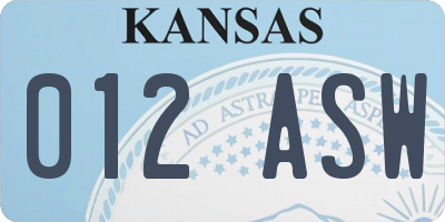 KS license plate 012ASW