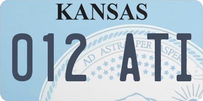 KS license plate 012ATI
