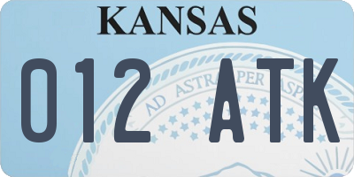 KS license plate 012ATK