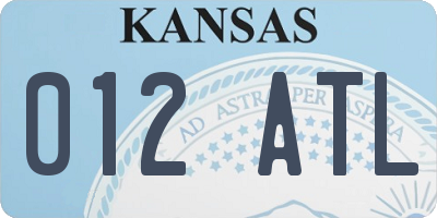 KS license plate 012ATL