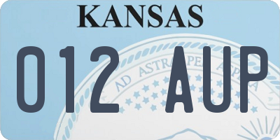 KS license plate 012AUP