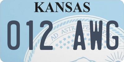 KS license plate 012AWG