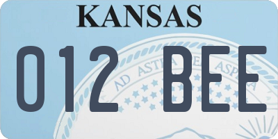KS license plate 012BEE