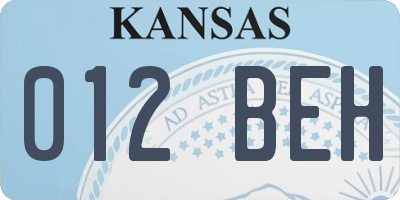 KS license plate 012BEH