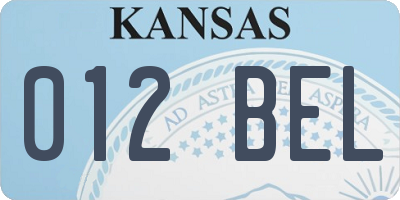 KS license plate 012BEL