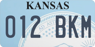KS license plate 012BKM