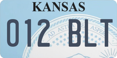 KS license plate 012BLT