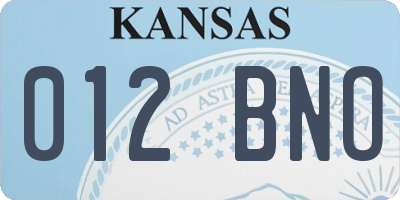 KS license plate 012BNO
