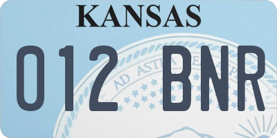 KS license plate 012BNR