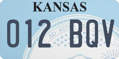 KS license plate 012BQV