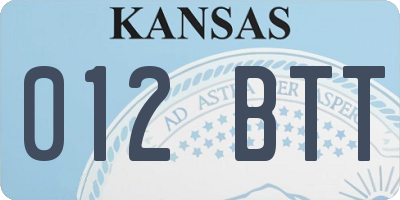 KS license plate 012BTT