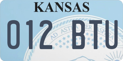 KS license plate 012BTU