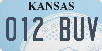 KS license plate 012BUV
