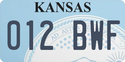 KS license plate 012BWF
