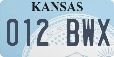 KS license plate 012BWX