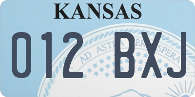 KS license plate 012BXJ