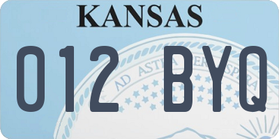 KS license plate 012BYQ