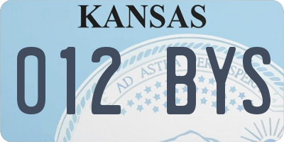 KS license plate 012BYS