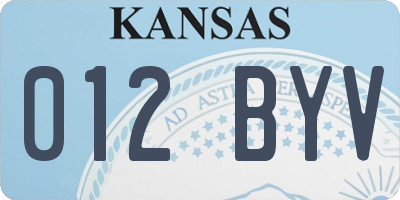 KS license plate 012BYV