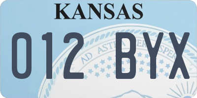 KS license plate 012BYX