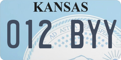 KS license plate 012BYY