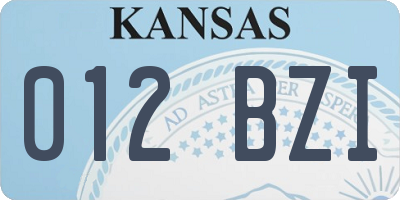KS license plate 012BZI