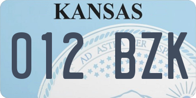 KS license plate 012BZK