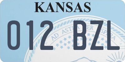 KS license plate 012BZL