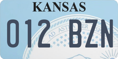 KS license plate 012BZN