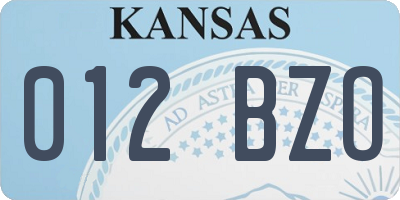 KS license plate 012BZO