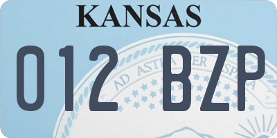 KS license plate 012BZP